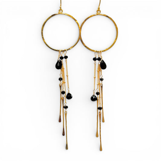 Black & Gold Slender Hoops