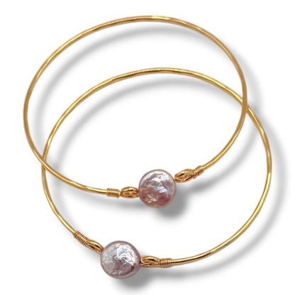 Purple Baroque Pearl Bangle – 18K Gold Vermeil | Artisan Pearl Bracelet