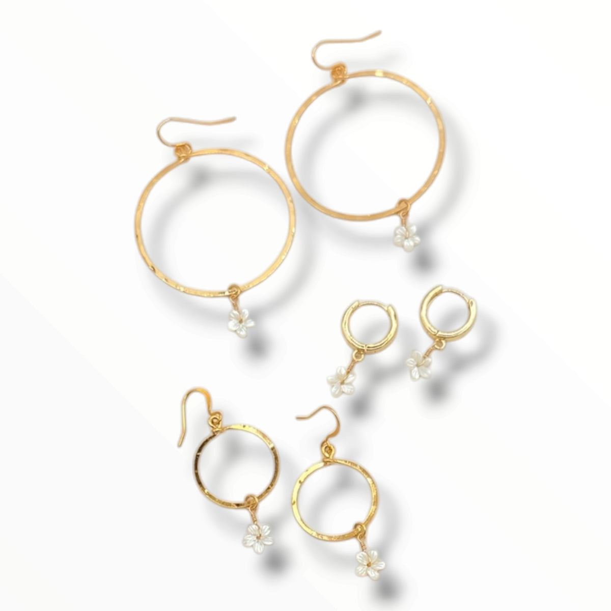 Meet Me at the Ocean – Carved Mother of Pearl Flower Earrings