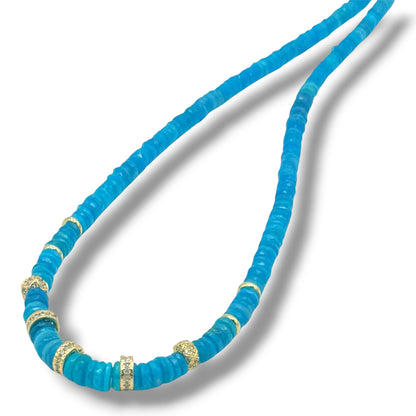 Blue Opal Heshe Cut Necklace