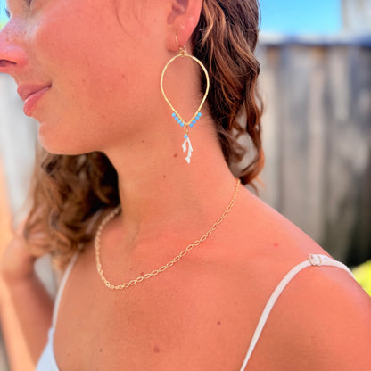 Mermaid Blue 18k Gold Hoop Earrings