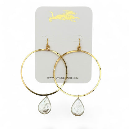 Baroque Pear Pearl Hoops