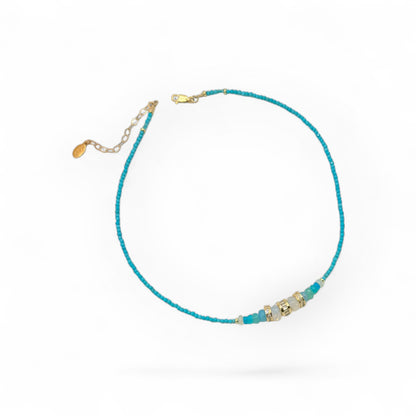 Turquoise Opal Choker Necklace with Zircon Accents