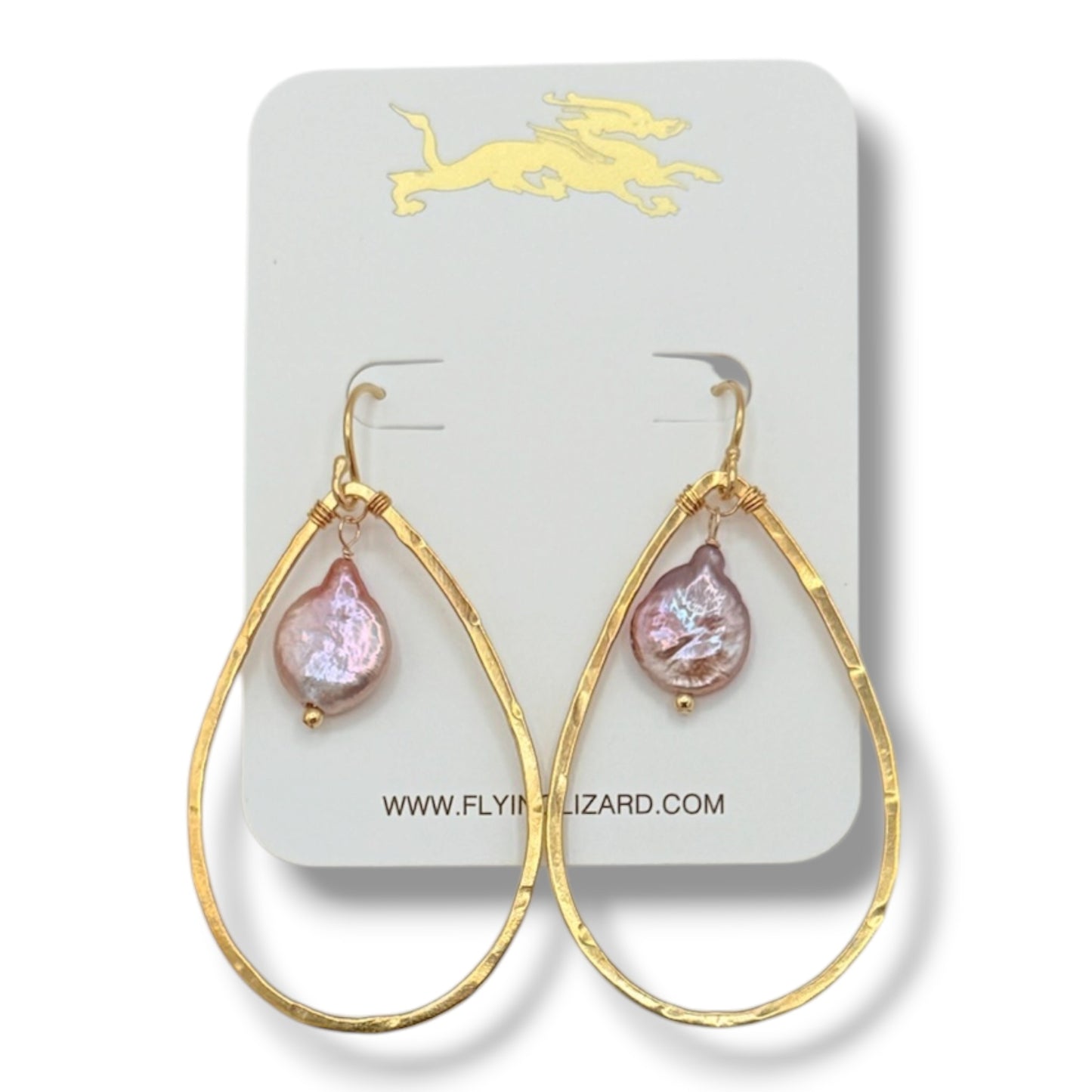 Organic Teardrop Hoop Earrings with Pearl Drops