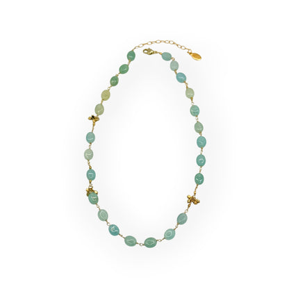 Aquamarine Pebble Gold Fill Necklace