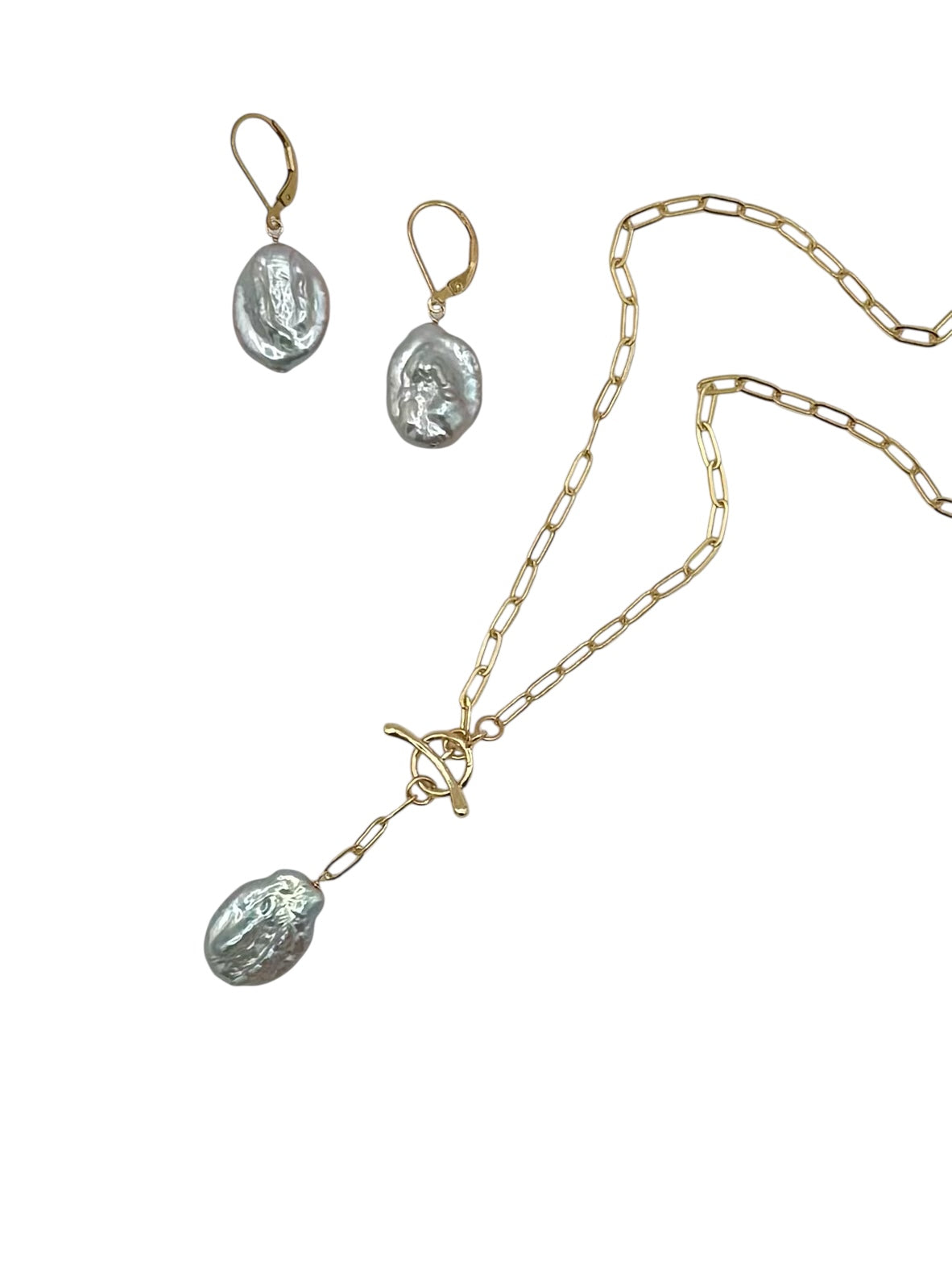Silver Slate Pearl Earrings