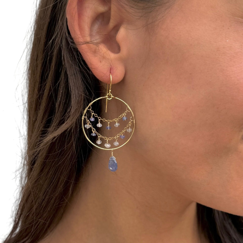 Midnight Blue Tanzanite Hoops