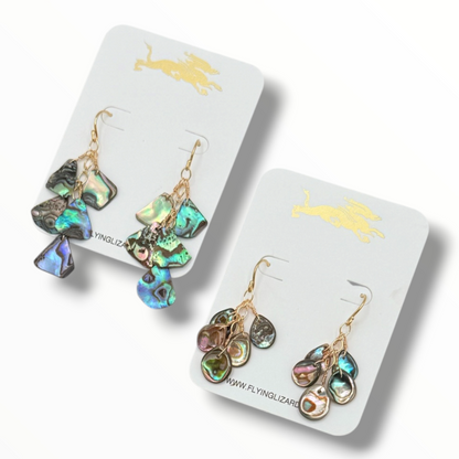 Ocean Mosaic – 14K Gold Filled Wire-Wrapped Abalone Earrings