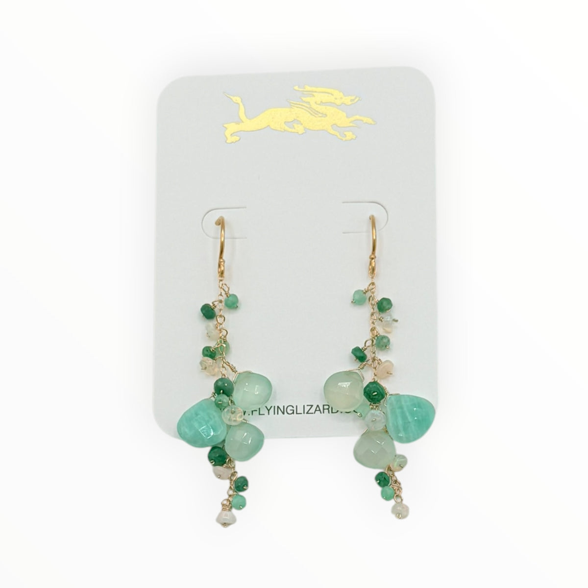 Amazonite, Emerald & Opal Cluster Earrings