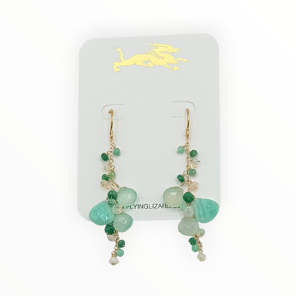 Amazonite, Emerald & Opal Cluster Earrings