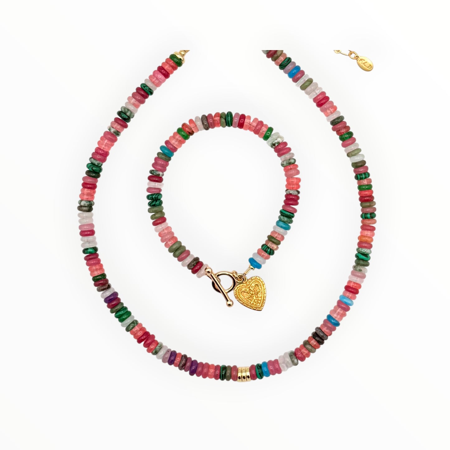 Mixed Gemstone Choker Necklace with Gold Accents