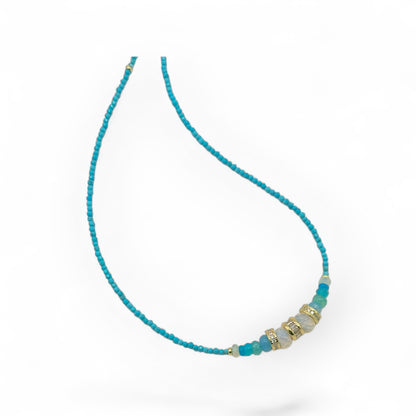 Turquoise Opal Choker Necklace with Zircon Accents