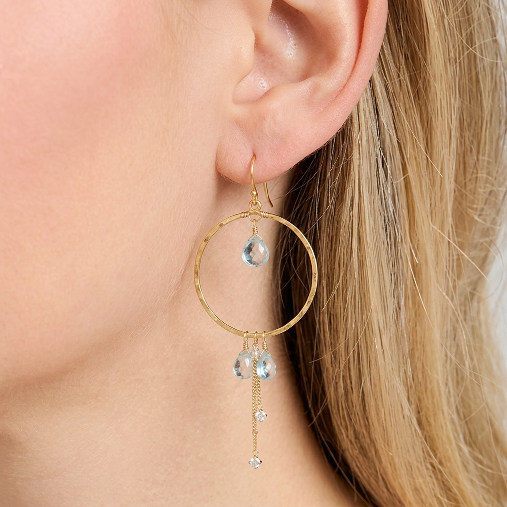 Blue Topaz Delicate Hoops