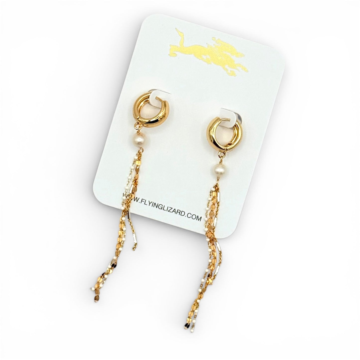 Delicate 14 k Gold Tassel Huggy Earrings