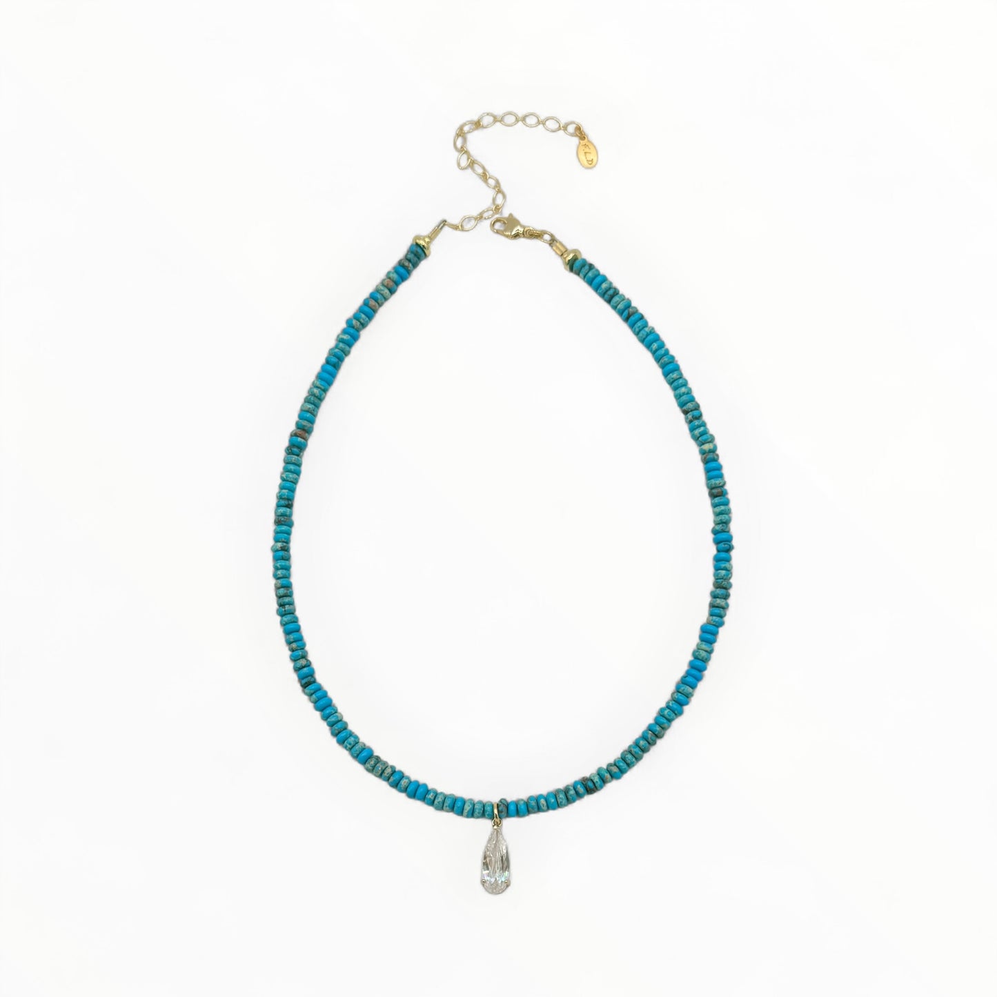 Blue Jasper Choker Necklace with Crystal Drop