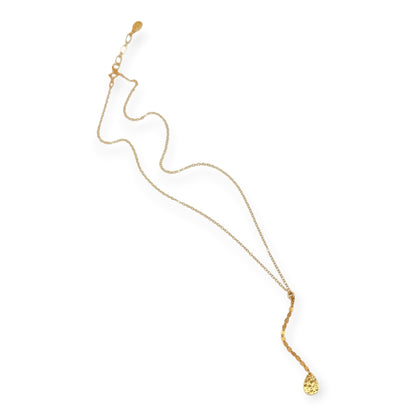 Coastal Chic Dapped Chain Lariat Necklace Collection – Jelly Opal, Baroque Pearl & Hammered Gold