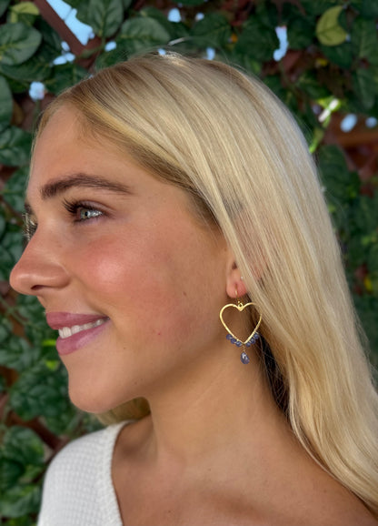 Tanzanite Heart Hoops