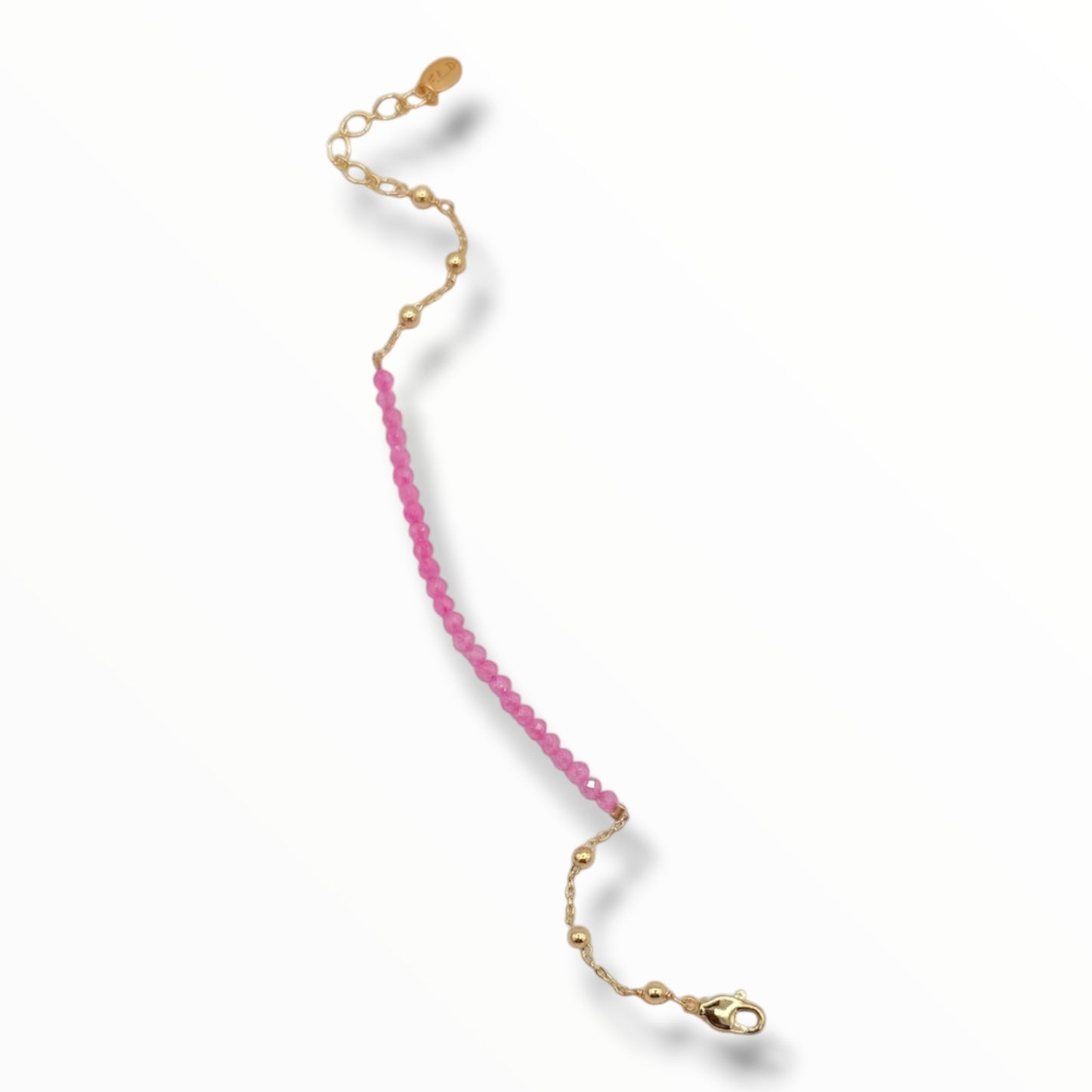 Rose Pink & BlueTurquoise Delicate Beaded Gold Bracelets