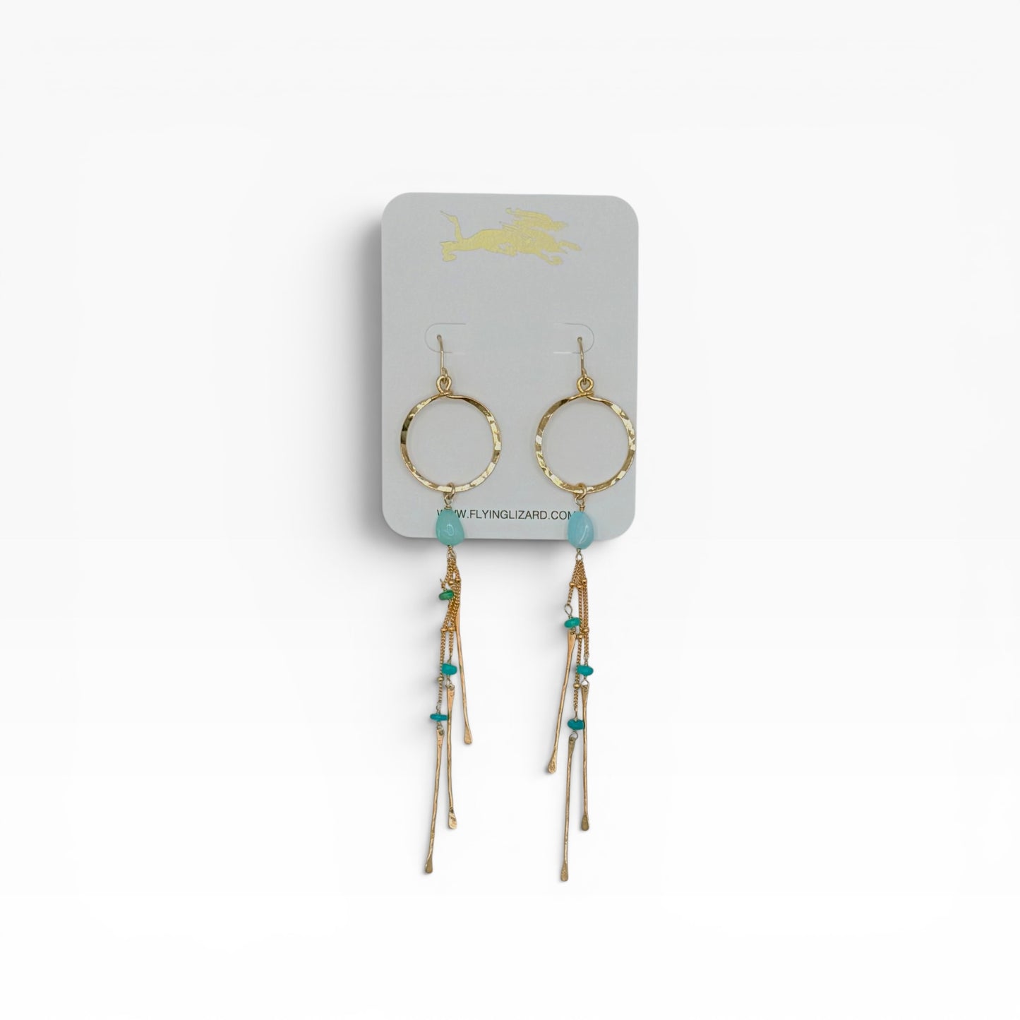 Mini Hoop Earrings with Gemstones & Gold Dangles
