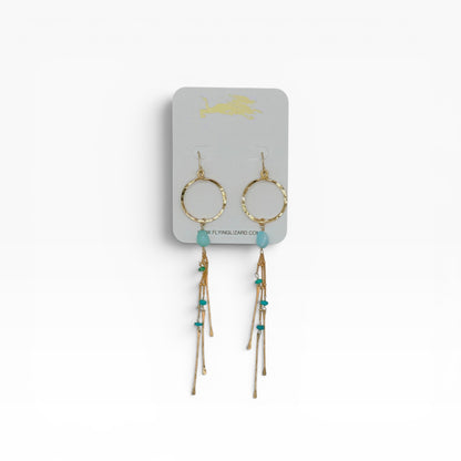 Mini Hoop Earrings with Gemstones & Gold Dangles