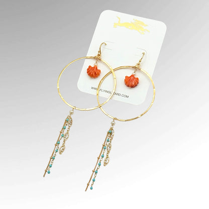 Sunny Cove Gold Shell Hoop Earrings