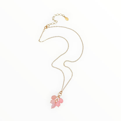 Pink Opal Cluster Gold Fill Necklace