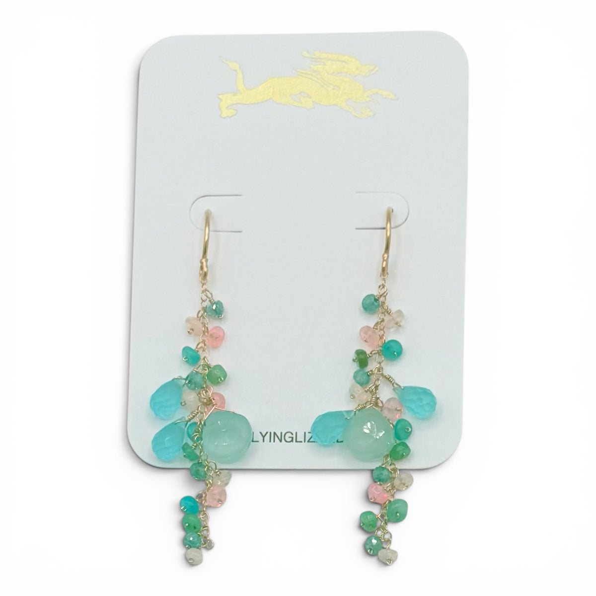 Aqua Chalcedony & Opal Cluster Earrings