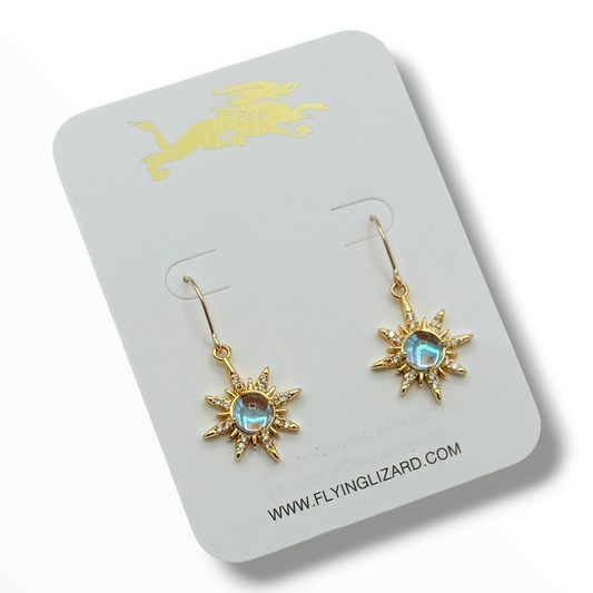 Pink or Blue Starburst Opal Earrings