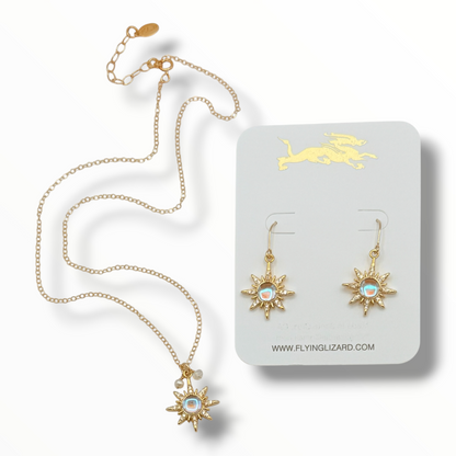 Pink or Blue Starburst Opal Earrings