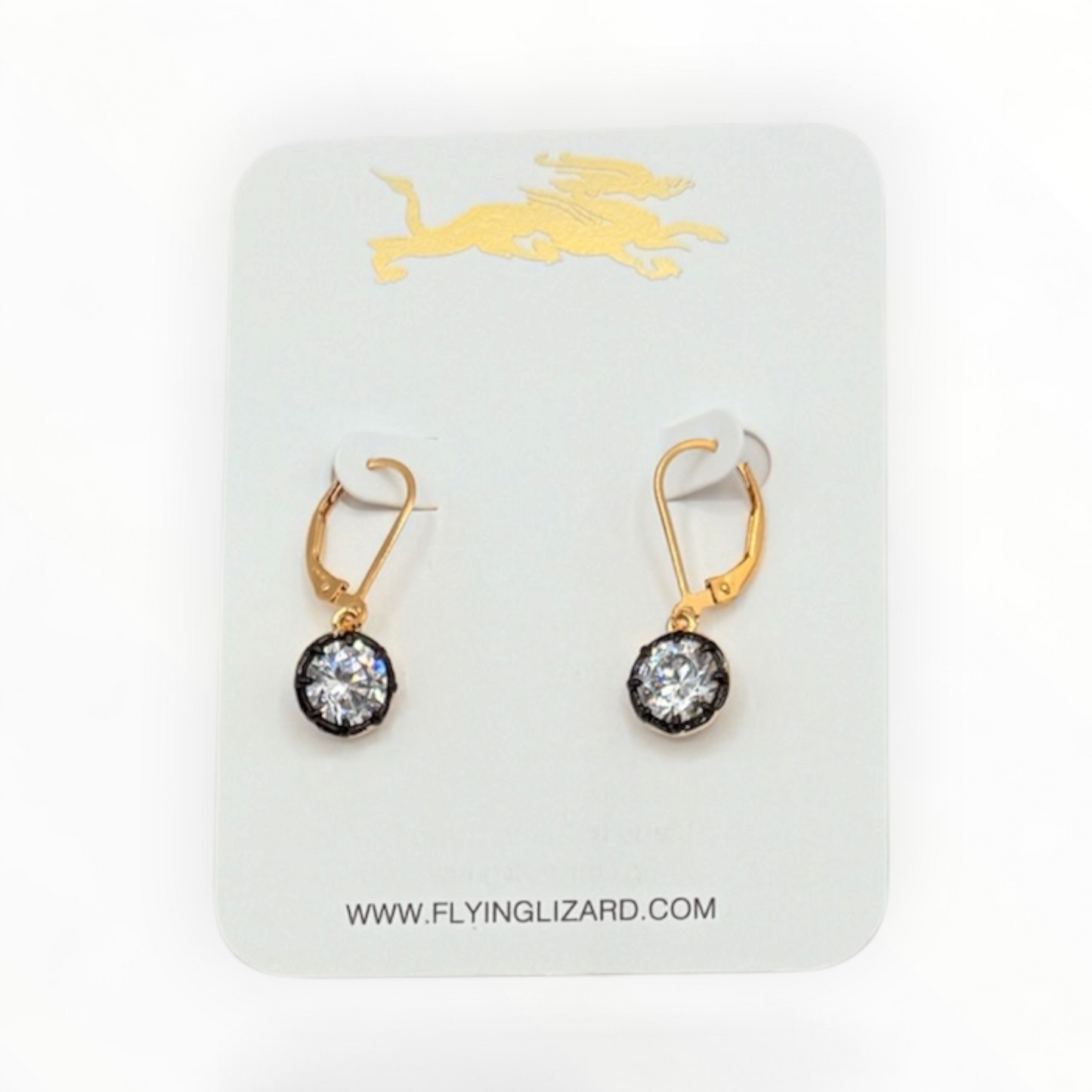 Vintage Black Prong Zircon Drop Earrings Round & Pear