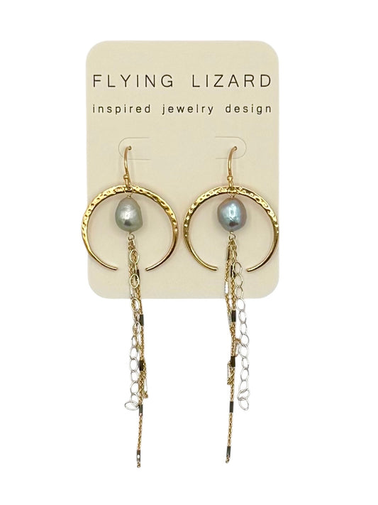 Dove Pearl Crescent Earrings