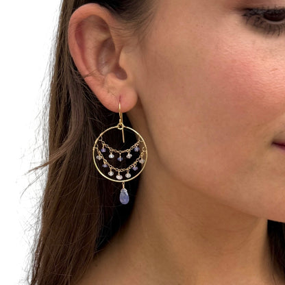 Midnight Blue Tanzanite Hoops
