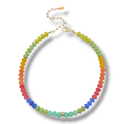 Prismatic Mixed Quartz Choker – Gold Accents & Zircon Wheel