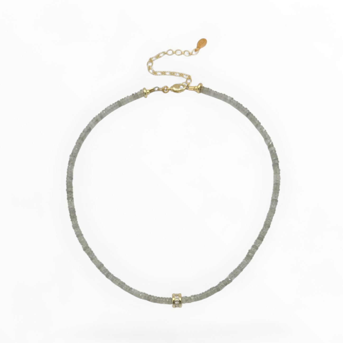 Labradorite Choker Necklace with Gold Center Accent