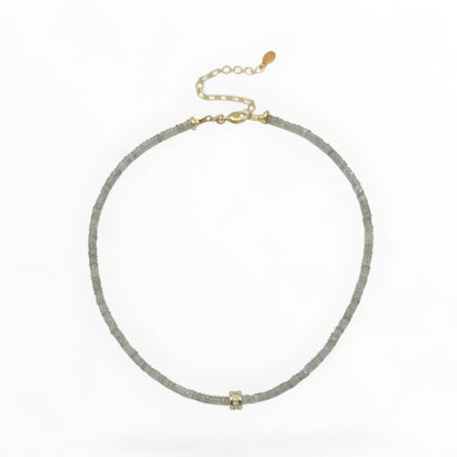 Labradorite Choker Necklace with Gold Center Accent