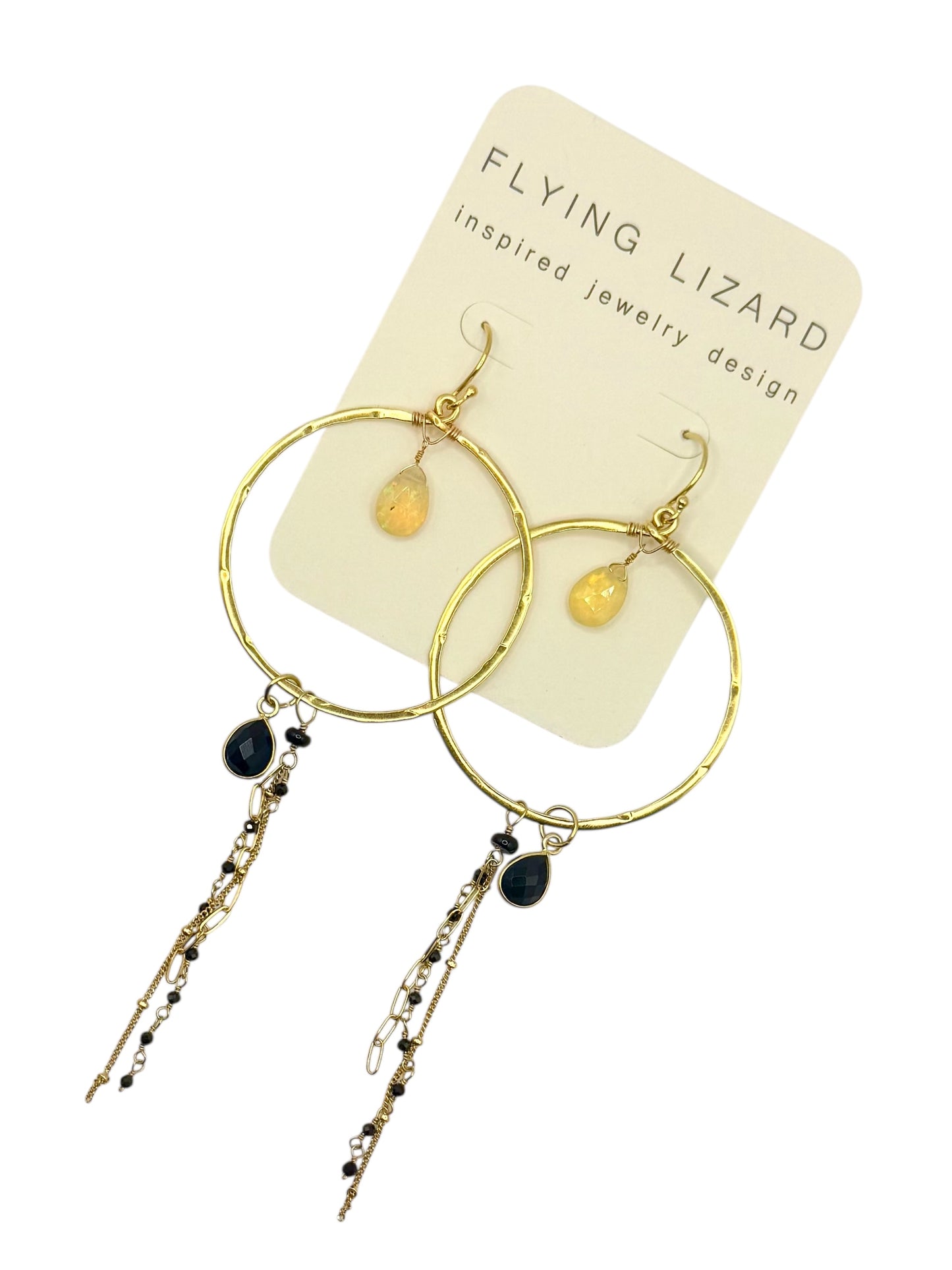 Opal & Spinel Chain Hoops