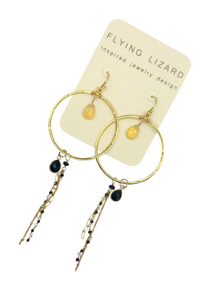 Opal & Spinel Chain Hoops