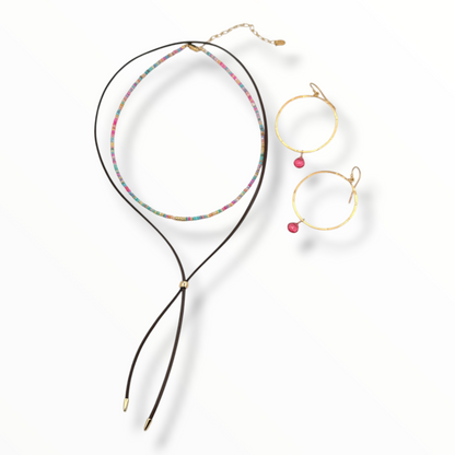Coastal Western Choker + Bolo Tie Set. Turquoise or Rainbow
