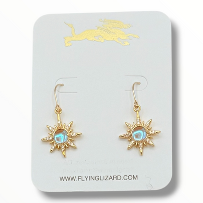 Pink or Blue Starburst Opal Earrings