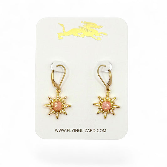 Pink Starburst Opal Earrings