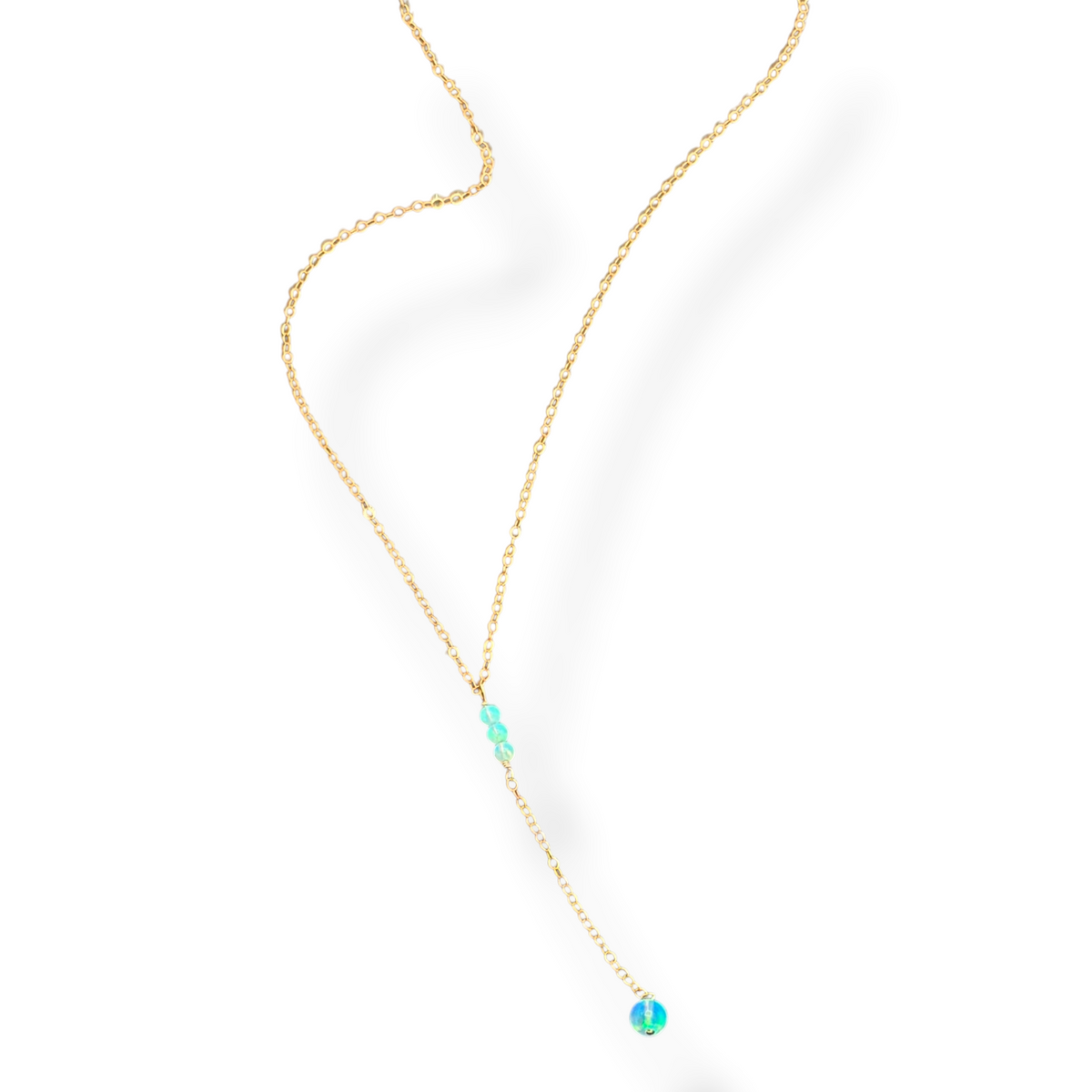 Delicate Opal Lariat 14k gold fill Necklace