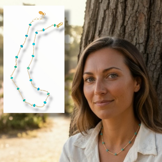 Gemstone Station Chain Necklace – Ruby, Blue Opal, Jelly Opal, Pearl & Black Spinel | 14K Gold Filled