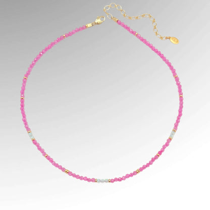 Pink Orchid & Opal Choker