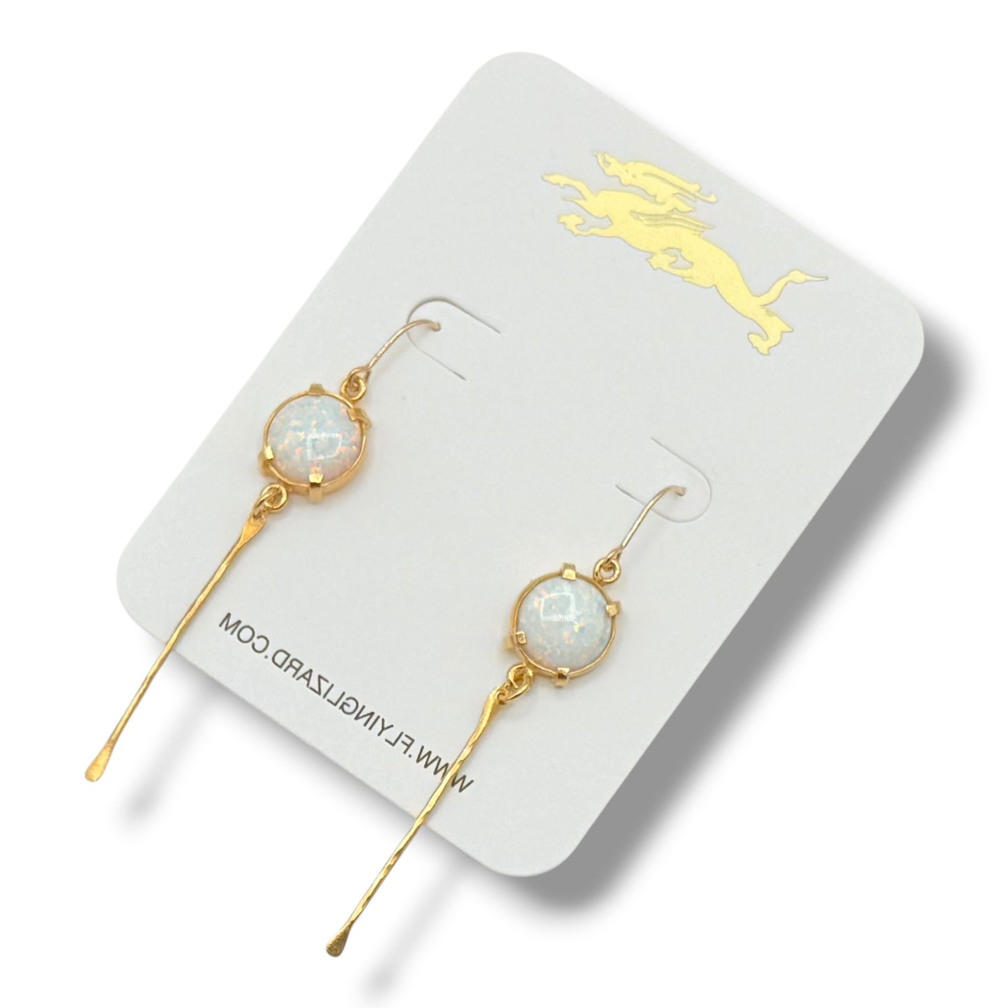 Modern White Opal Drop Earrings