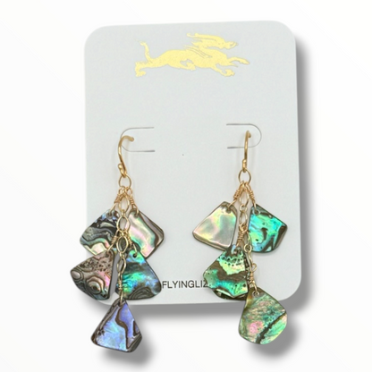 Ocean Mosaic – 14K Gold Filled Wire-Wrapped Abalone Earrings