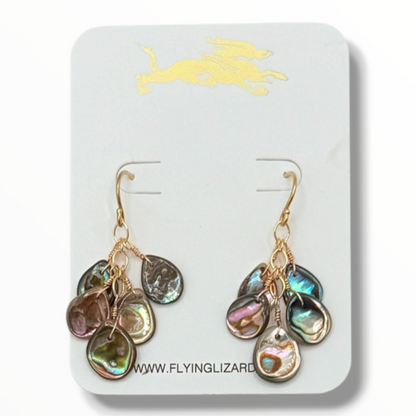 Ocean Mosaic – 14K Gold Filled Wire-Wrapped Abalone Earrings
