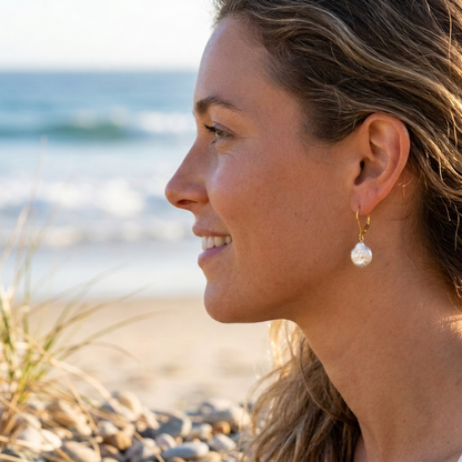 Freshwater Pearl Nugget Gold Earrings