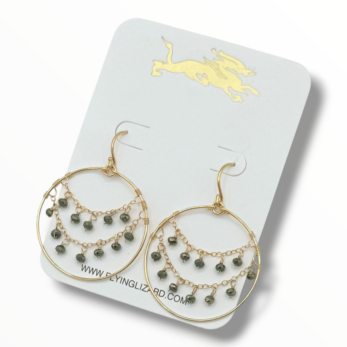 Delicate Gem or Pearl  Draped Gold Hoops