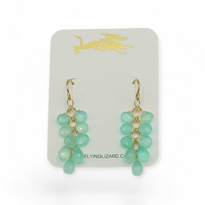 Aqua Chalcedony Cascade Earrings