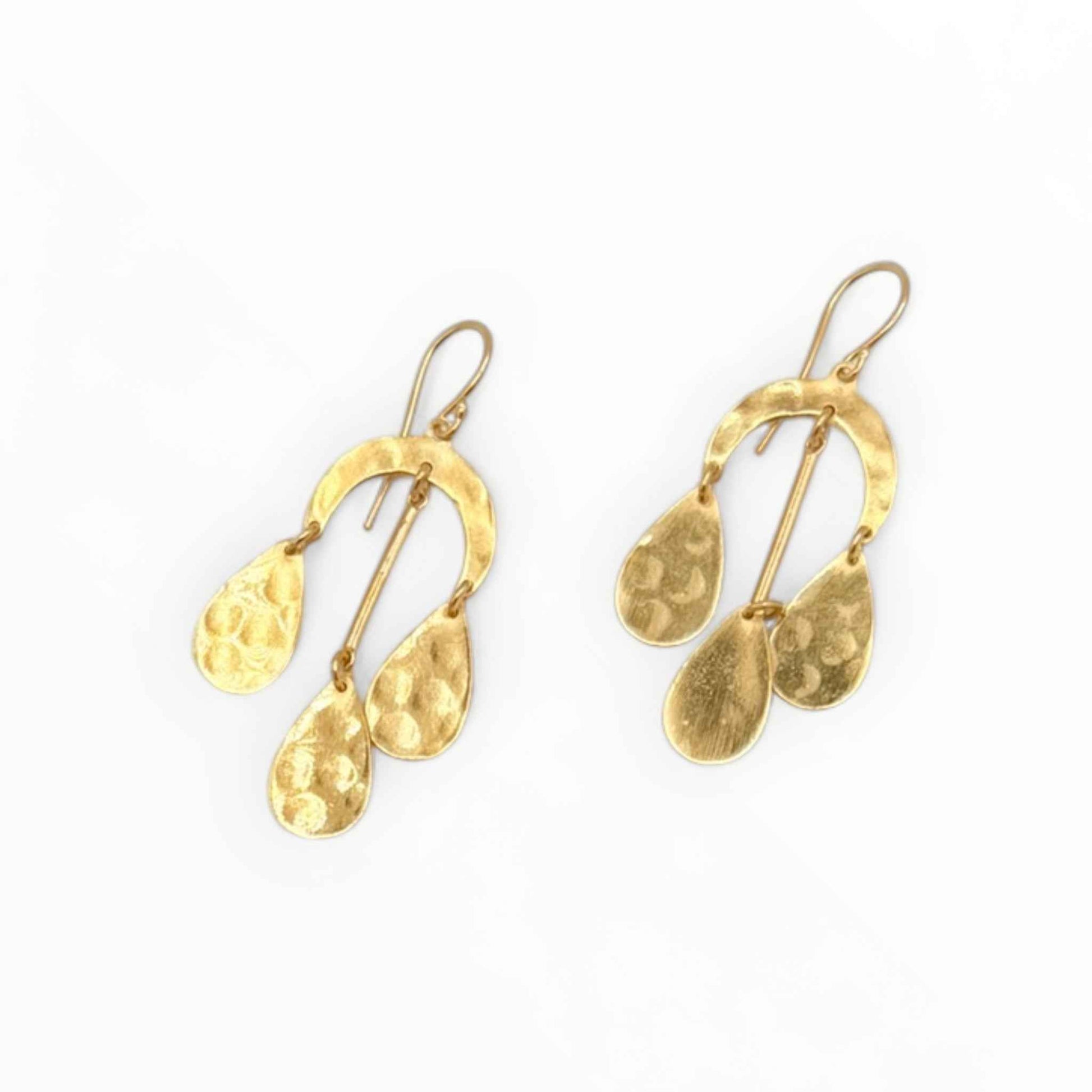 Hammered Gold Cascade Earrings